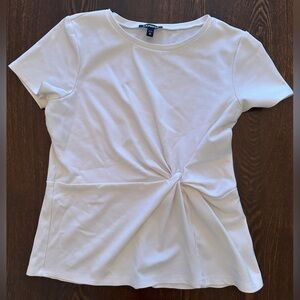 Express White short sleeve twist at waist v neck dress shirt size M